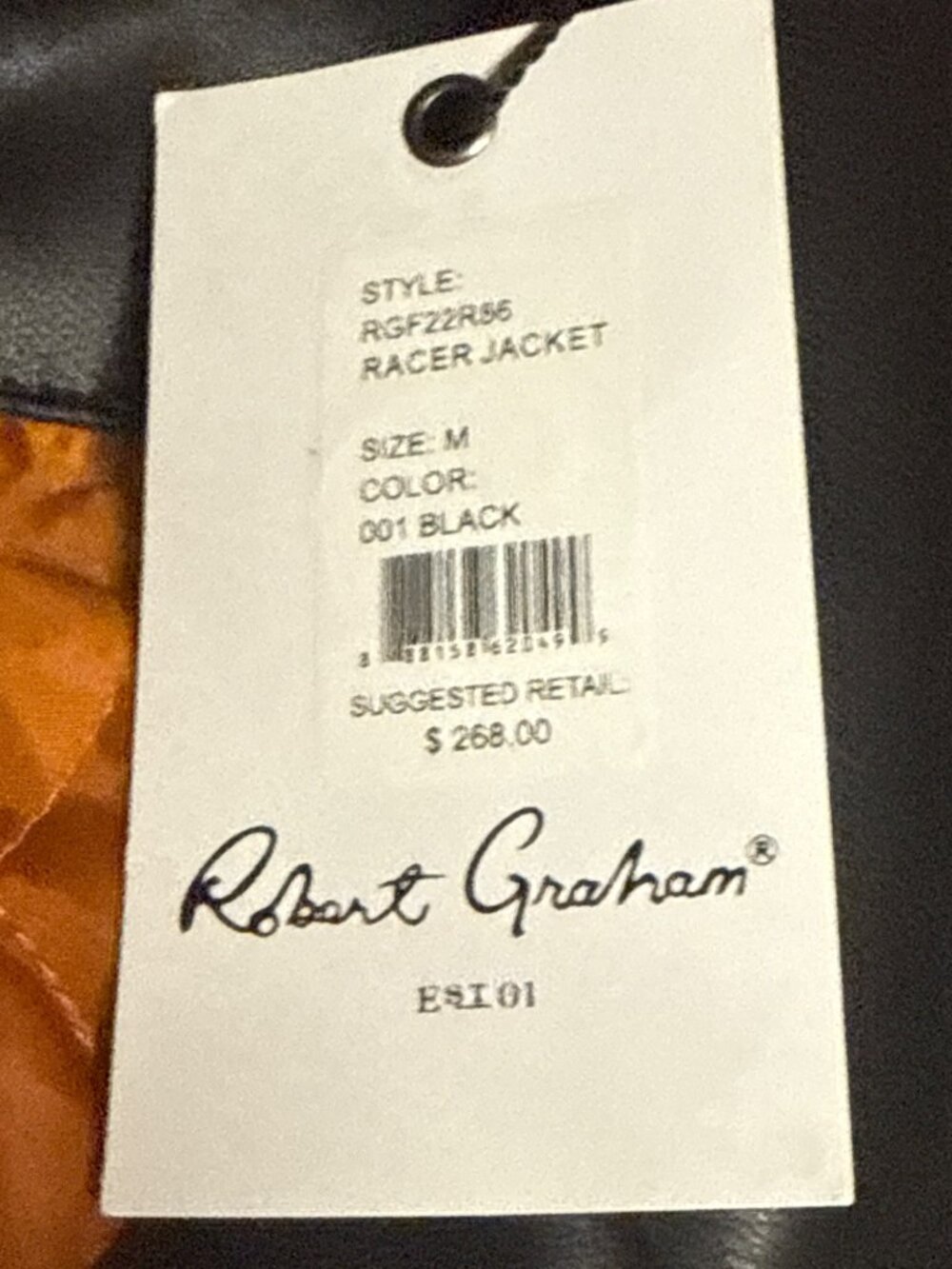 Robert Graham Men's Black Vegan Leather Moto Jacket - New with Tags, Size Medium - Picture 5 of 5